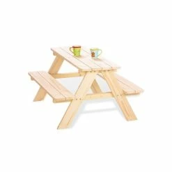 Pinolino Kindersitzgarnitur Nicki Für 4 - Natur Sitzgruppe Fichte Massiv, Unbehandelt
