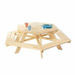 Pinolino Kindersitzgarnitur Nicki 6-Eck - Natur Sitzgruppe Fichte Massiv, Unbehandelt