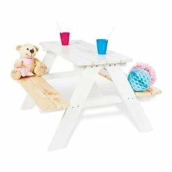 Pinolino Kindersitzgarnitur Nicki Für 4 - Weiß Sitzgruppe Fichte Massiv, Weiß Lasiert