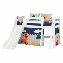 Hoppekids Halbhohes Bett ECO Luxury 70x160 Cm Mit Rutsche, Schräger Leiter & Absturzsicherung
