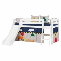 Hoppekids Halbhohes Bett ECO Luxury 90x200 Cm Mit Rutsche, Schräger Leiter & Absturzsicherung