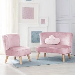 Roba Lil Sofa Set Groß Roba Style Rosa/mauve Inkl. Kindersofa, Kindersessel & Dekokissen Wolke