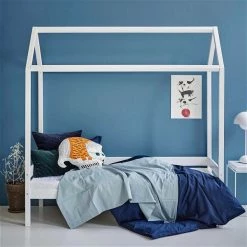 Hoppekids ECO Comfort Hausbett Weiß Kinderbett In 70 X 160 Cm - Mit Hausdach -Kinderwagen 30 0008 32 07m blue milieu 3 1