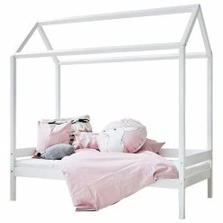 Hoppekids ECO Comfort Hausbett Weiß Kinderbett In 70 X 160 Cm - Mit Hausdach -Kinderwagen 30 0008 32 07m pink 1