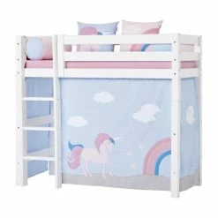 Hoppekids Mittelhohes Bett ECO Luxury 70x160 Cm Mit Gerader Leiter & Absturzsicherung