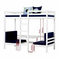 Hoppekids JUMBO Etagenbett ECO Dream 90x200 Cm Nicht Teilbar | Mit Sitzbank & Tisch -Kinderwagen 36 1040 82 09a dimensions non divisible 1