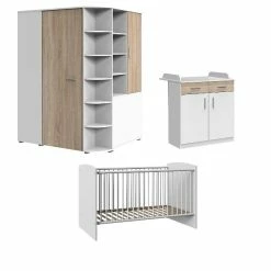 Wimex Joker Babyzimmer 3-teilig Eck-Schrank Weiß / Eiche Sägerau-Nachbildung