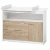 Roba Gabriella Wickelkommode Weiß/Sonoma Eiche 2 Schubladen, 1 Tür Und 1 Offenes Fach