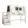 LIFETIME Halbhohes Bett Hangout Mit Treppe Whitewash - Inkl. Rollrost