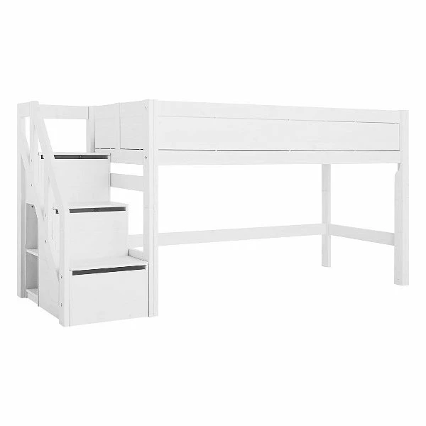 LIFETIME Halbhochbett Mit Treppe Weiß Höhe 128 Cm 1 LIFETIME Halbhochbett Mit Treppe Weiß Höhe 128 Cm