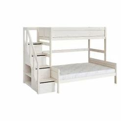 LIFETIME Etagenbett 177 Cm Mit Treppe Whitewash Kiefer, 90x200 / 140x200