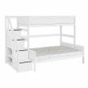 LIFETIME Etagenbett 177 Cm Mit Treppe Weiß Kiefer, 90x200 / 140x200