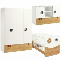 Hülsta Now! Minimo Kinderzimmer 3türig Schneeweiß/Natureiche Inkl. Breiter Kommode
