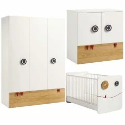 Hülsta Now! Minimo Kinderzimmer 3türig Weiß/natur Inkl. Wickelkommode & Wickelauflage