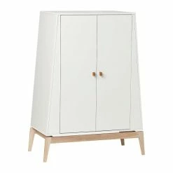 Leander Luna Kinderzimmer Sparset Weiß/eiche Babybett Und Kleiderschrank Konfigurierbar -Kinderwagen 720210 03 leander luna wardrobe small white oak 6 1