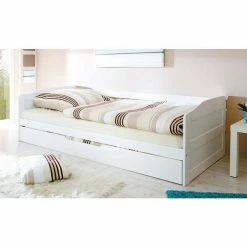 Ticaa Melinda Sofabett Mit Auszug Weiß Massivholz - 90 X 200 Cm