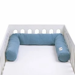 Zöllner Nestchenschlange Musselin Blau Länge 180 Cm - Für Alle Betten Geeignet