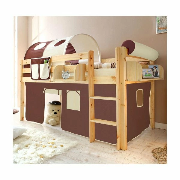 Ticaa Malte Hochbett Kiefer Natur Massivholz - Vorhang-Dessin Wählbar 1 Ticaa Malte Hochbett Kiefer Natur Massivholz - Vorhang-Dessin Wählbar