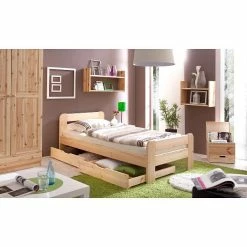 Ticaa Bert Einzelbett Kiefer Natur 90 X 200 Cm Massivholz