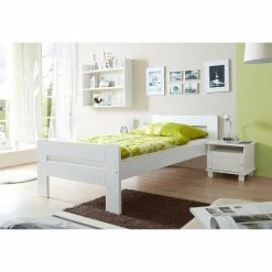 Ticaa Bert Einzelbett Kiefer Weiß 100 X 200 Cm Massivholz