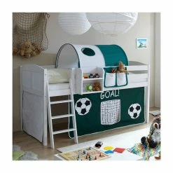 Ticaa Eric Hochbett Kiefer Weiß Massivholz - Vorhang-Dessin Wählbar