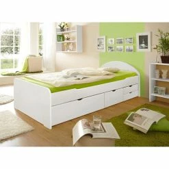 Ticaa Erna Schubkastenbett Weiß 100 X 200 Cm Massivholz