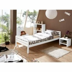 Ticaa Nadine Einzelbett Kiefer Weiß 90 X 200 Cm Massivholz