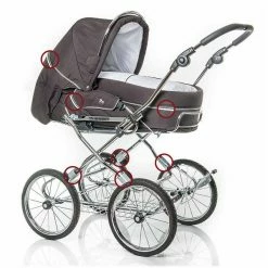 HESBA Condor Coupe Kinderwagen Außen 647 Innen 250 Teilleder Räder Schwarz 30 Cm Ledergriff Hellb -Kinderwagen 9002 sicherheitsaustattung tuev 30