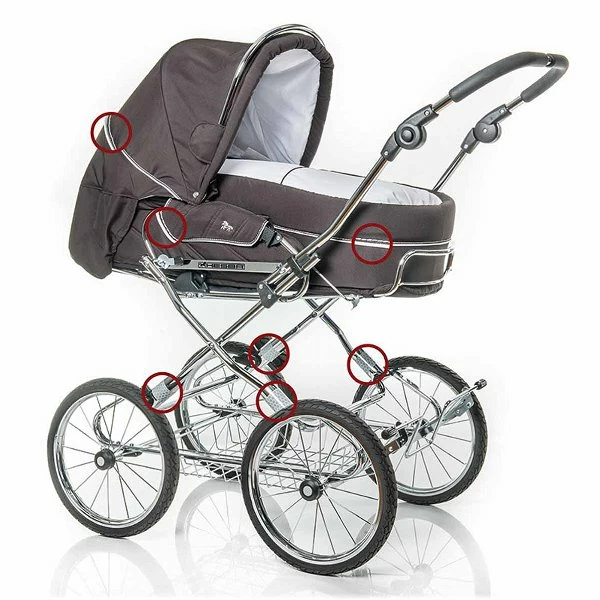 HESBA ClassicA Kinderwagen Außen 557, Innen 150 Mit Schwenkbaren Vorderrädern Schwarz SW-SL 2/25 7 HESBA ClassicA Kinderwagen Außen 557, Innen 150 Mit Schwenkbaren Vorderrädern Schwarz SW-SL 2/25 – Bild 7