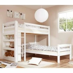 Ticaa Lupo L-Etagenbett Buche Weiß Massivholz