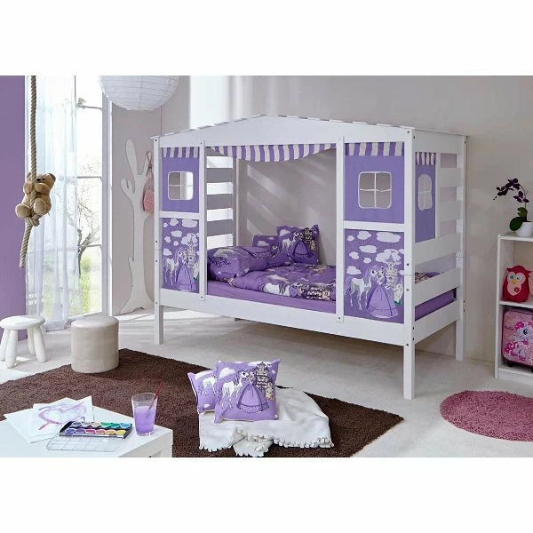 Ticaa Hausbett Horse Lila Kiefer Weiß Massivholz - Dessin: Horse Lila 1 Ticaa Hausbett Horse Lila Kiefer Weiß Massivholz - Dessin: Horse Lila