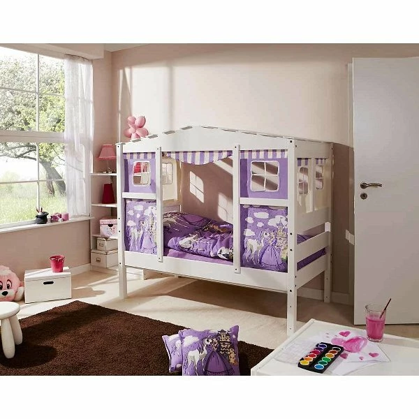 Ticaa Hausbett MINI Horse Lila Kiefer Weiß Massivholz - Dessin: Horse Lila - 80 X 160 Cm 1 Ticaa Hausbett MINI Horse Lila Kiefer Weiß Massivholz - Dessin: Horse Lila - 80 X 160 Cm