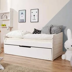 Ticaa Sofabett MINI Micki Mit Zusatzbett Massivholz - 80x160 Cm - Inkl. 2 Matratzen