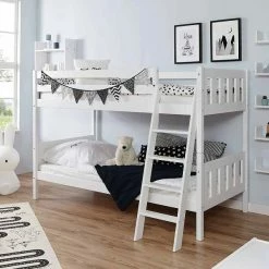 Ticaa Erni Etagenbett Buche Weiß Massivholz