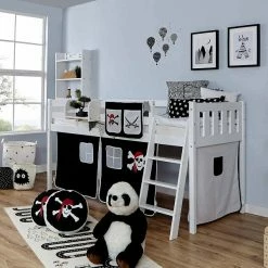 Ticaa Eric Hochbett Vertikal Buche Weiß A1 Massivholz - Vorhang-Dessin Wählbar