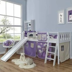 Ticaa Ekki Rutschbett Vertikal Buche Weiß A1 Massivholz - Vorhang-Dessin Wählbar