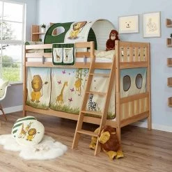 Ticaa Erni Etagenbett Buche Natur A3 Massivholz - Dessin Wählbar