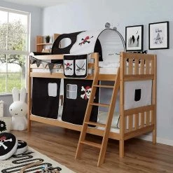 Ticaa Erni Etagenbett Buche Natur A2 Massivholz - Dessin Wählbar