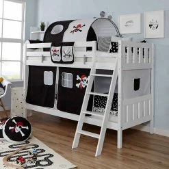 Ticaa Erni Etagenbett Buche Weiß A2 Massivholz - Dessin Wählbar