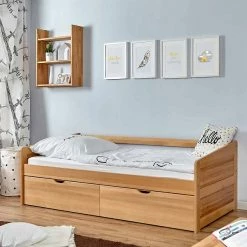 Ticaa Sofabett Micki Buche Mit 2er Schubkästen Massivholz - 90x200 Cm