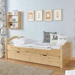 Ticaa Einzelbett Leni Mit 2er Schubkästen Massivholz - 100x200 Cm