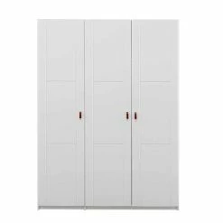 LIFETIME Schrank 150 Cm, 3 Türen, Weiß Massivholz/MDF, Ohne Griffe