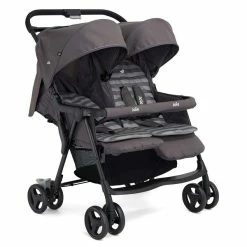 Joie Aire Twin Zwillingsbuggy Dark Pewter Inkl. Regenverdeck -Kinderwagen airetwin dark pewter angle 2 1