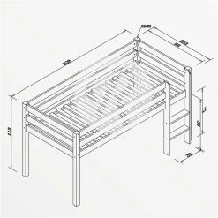 Relita ALEX Halbhochbett Buche Massiv Weiß Viel Zubehör Wählbar - Frachtfrei -Kinderwagen alex bemassung ohne 2