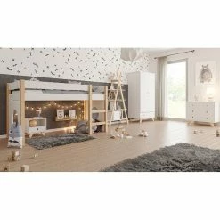 Nature Kid Finn / Tipi Kinderzimmer Weiß/natur Fünfteilig Mit Spielbett