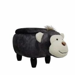 Nature Kid Tierhocker Monkey Schwarz Mit Staufach Weich Gepolsterter Sitzhocker Für Kinder