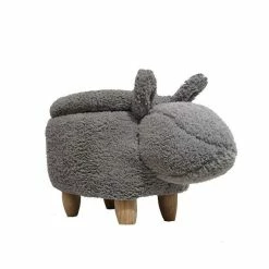 Nature Kid Tierhocker Hase Grau Mit Staufach Weich Gepolsterter Sitzhocker Für Kinder