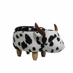 Nature Kid Tierhocker Kuh Schwarz Weiß Mit Staufach Weich Gepolsterter Sitzhocker Für Kinder
