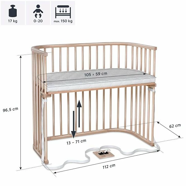 Babybay Boxspring XXL Beistellbett Natur Lackiert 5 Babybay Boxspring XXL Beistellbett Natur Lackiert – Bild 5