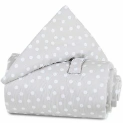 Babybay Gitterschutz Für Verschlussgitter Piqué Perlgrau, Mit Punkten Weiß